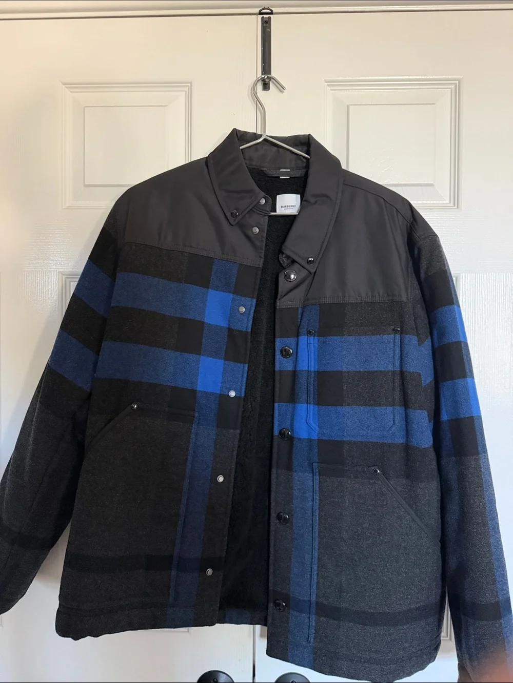 Burberry Black & Blue Plaid Shirt Jacket